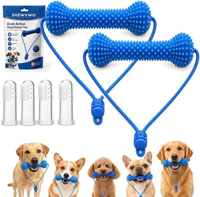 Dog Dental Chew Toy – Cleans Teeth & Helps Remove Plaque （Buy 1 get 2 free dog brushes）