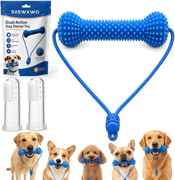 Dog Dental Chew Toy – Cleans Teeth & Helps Remove Plaque （Buy 1 get 2 free dog brushes）