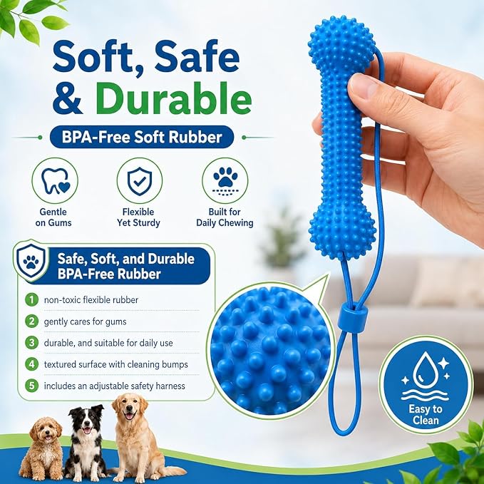 Dog Dental Chew Toy – Cleans Teeth & Helps Remove Plaque （Buy 1 get 2 free dog brushes）