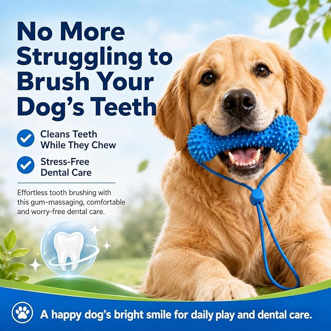 Dog Dental Chew Toy – Cleans Teeth & Helps Remove Plaque （Buy 1 get 2 free dog brushes）