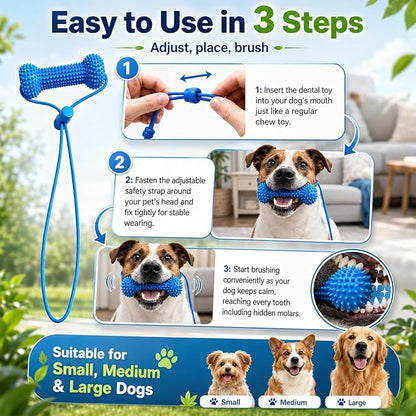 Dog Dental Chew Toy – Cleans Teeth & Helps Remove Plaque （Buy 1 get 2 free dog brushes）